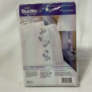 Bucilla Special‎ Edition Pillowcases Daisies, Butterfly & Dragonfly Cross Stitch